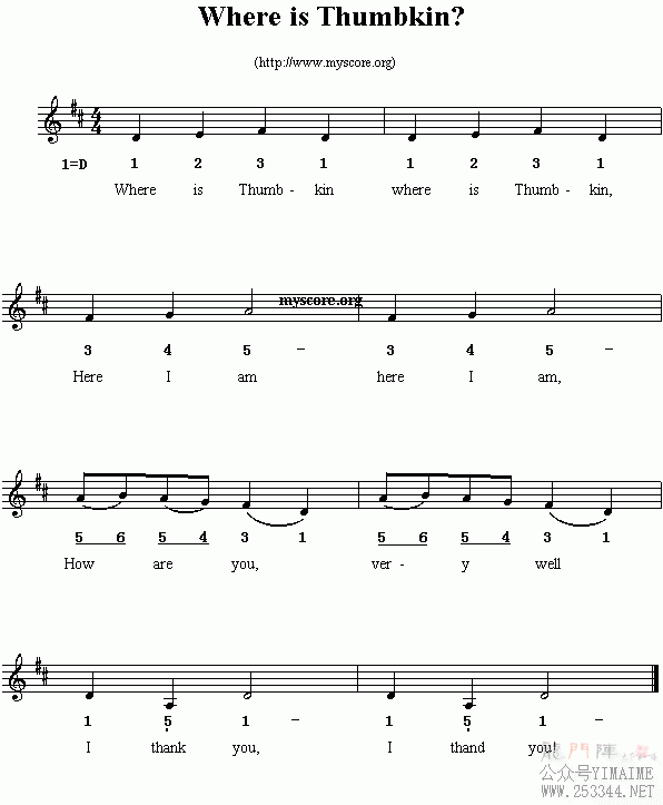 Ӣ�Ķ��裺WhereisThumbkin?(����)1